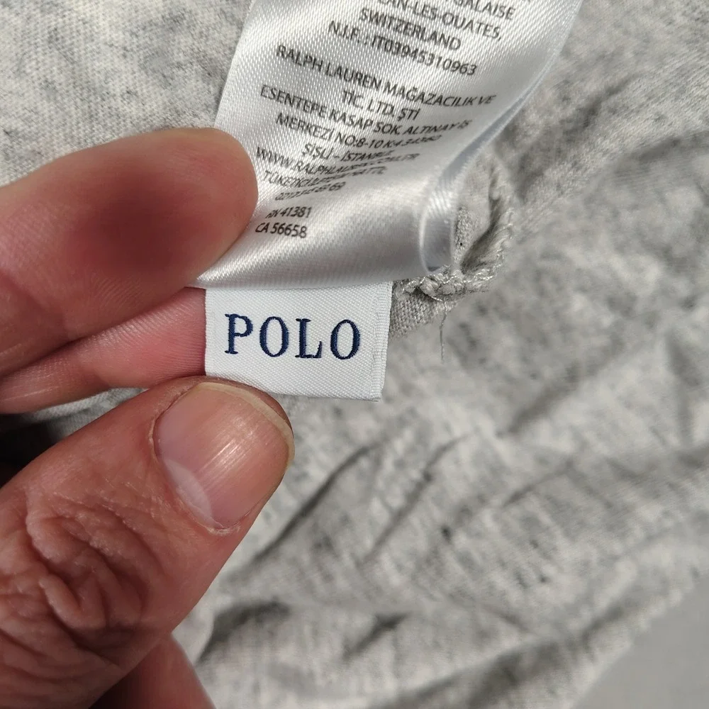 Polo Ralph Lauren T-Shirt Mens L Gray V-Neck Classic Fit Solid Cotton Tee